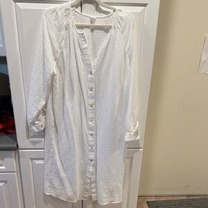 Aritzia Wilfred Free Gauzy White Button-Down Midi Dress